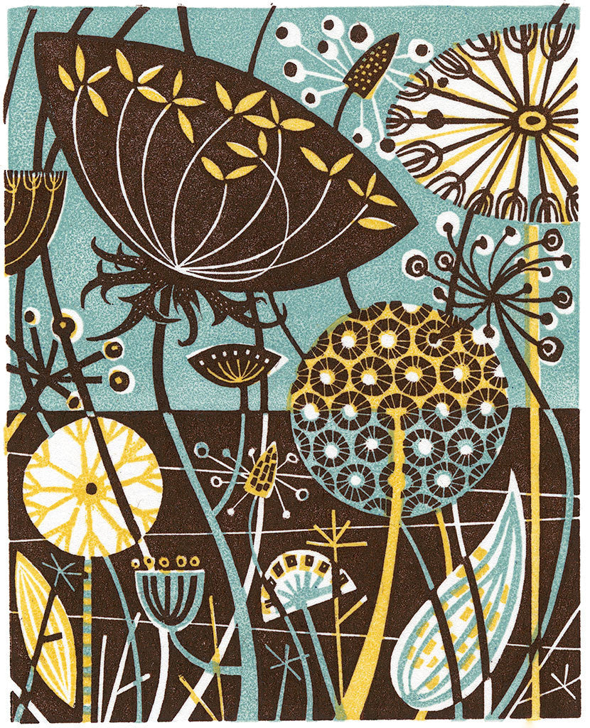 Clifftop IV, wood engraving by Angie Lewin