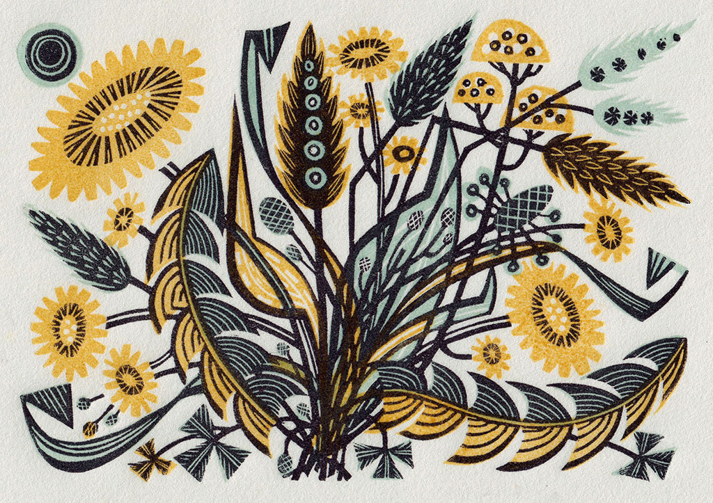 Dandelion Track II, wood engraving by Angie Lewin