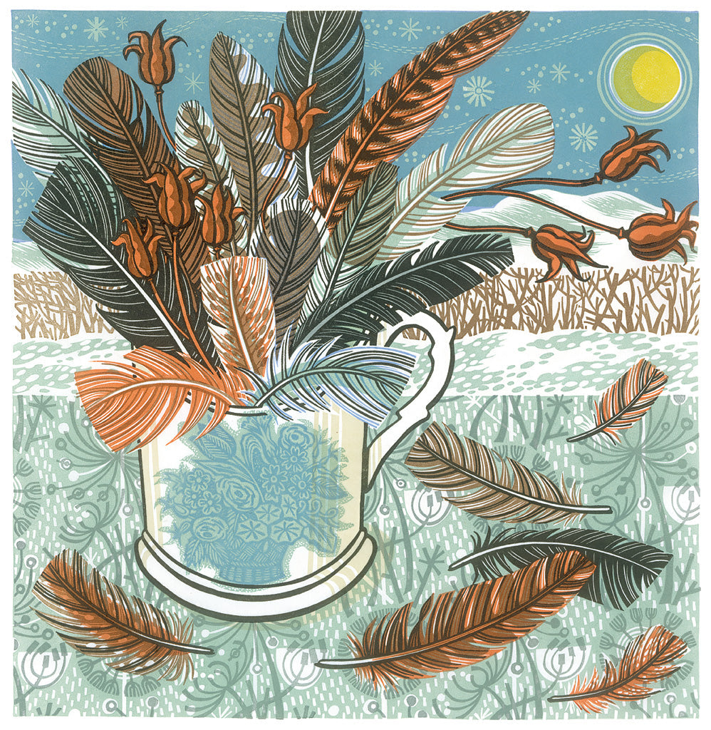 February Snow, linocut by Angie Lewin