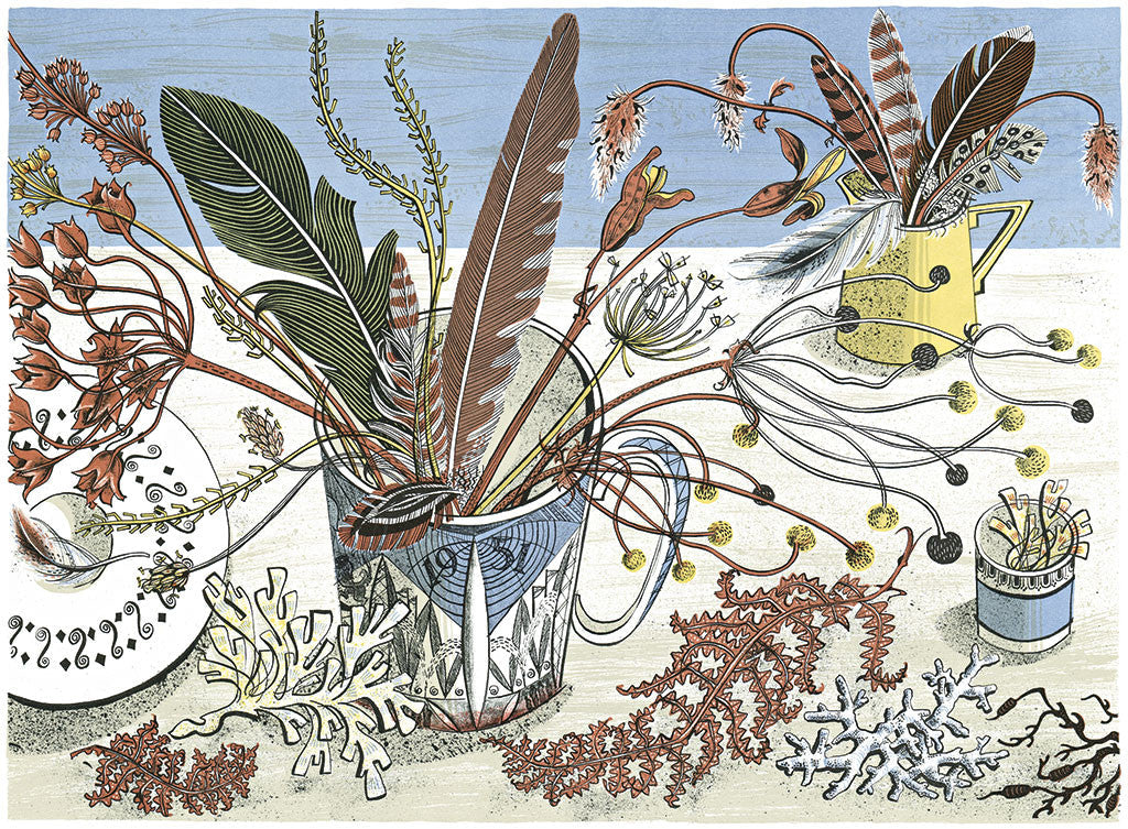 Festival Mug, lithograph by Angie Lewin