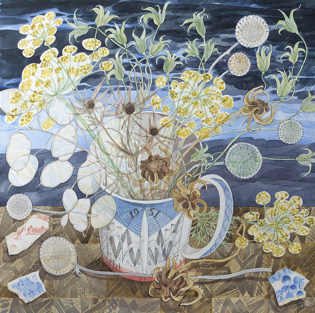 Festival of Britain Mug with Garden Seedheads - Angie Lewin - printmaker and painter