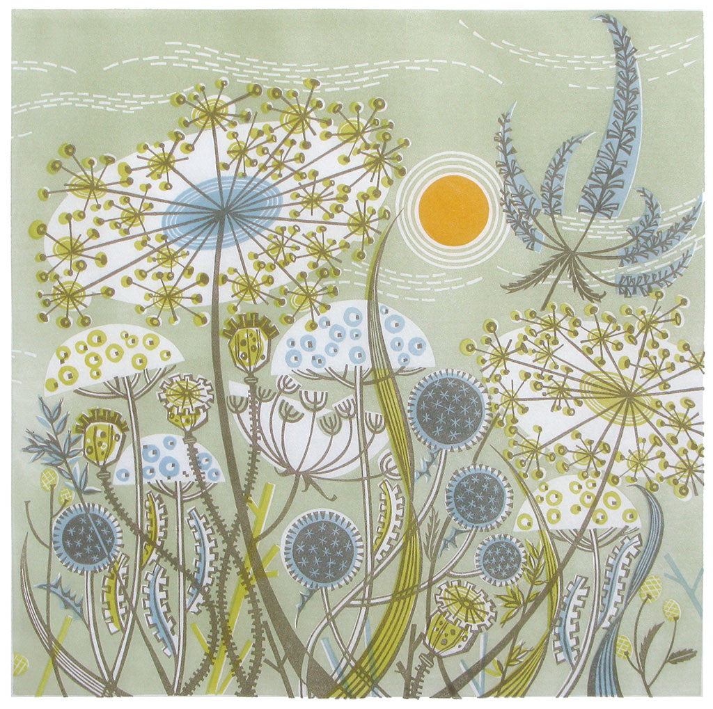 Green Meadow, linocut by Angie Lewin