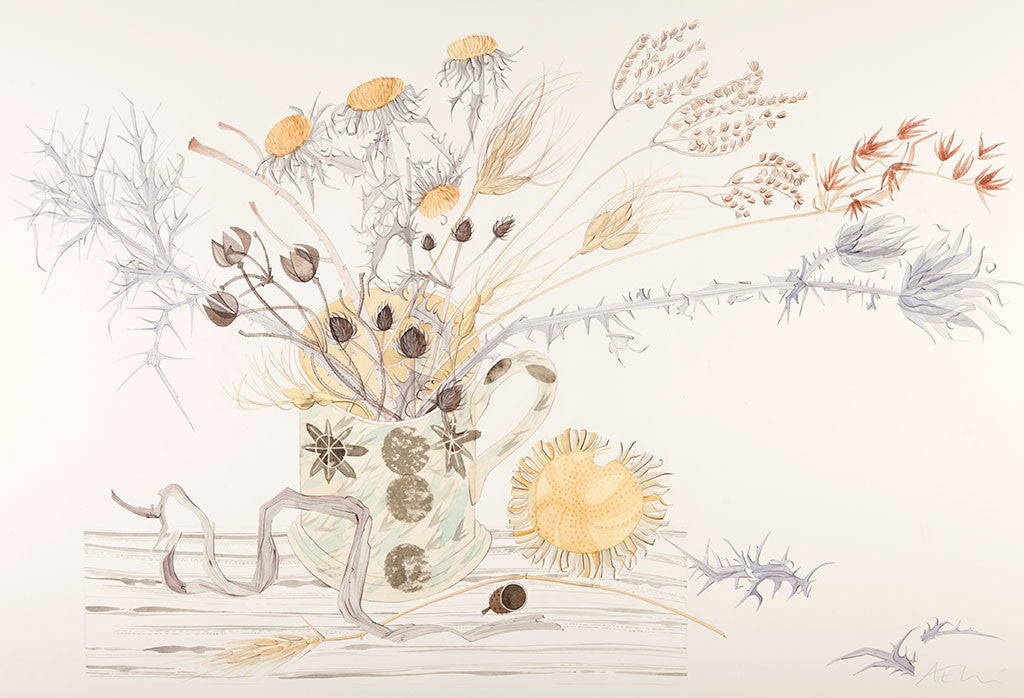 Hearld Mug with Spanish Seedheads - Angie Lewin - printmaker and painter
