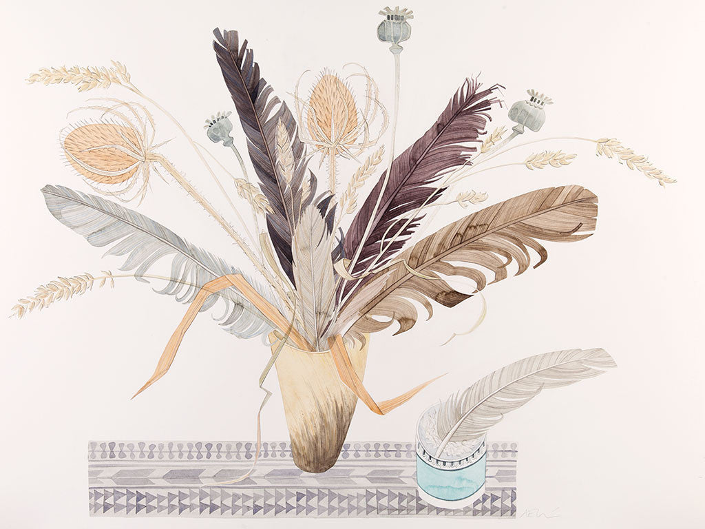Lakeside Feathers - Angie Lewin - printmaker and painter