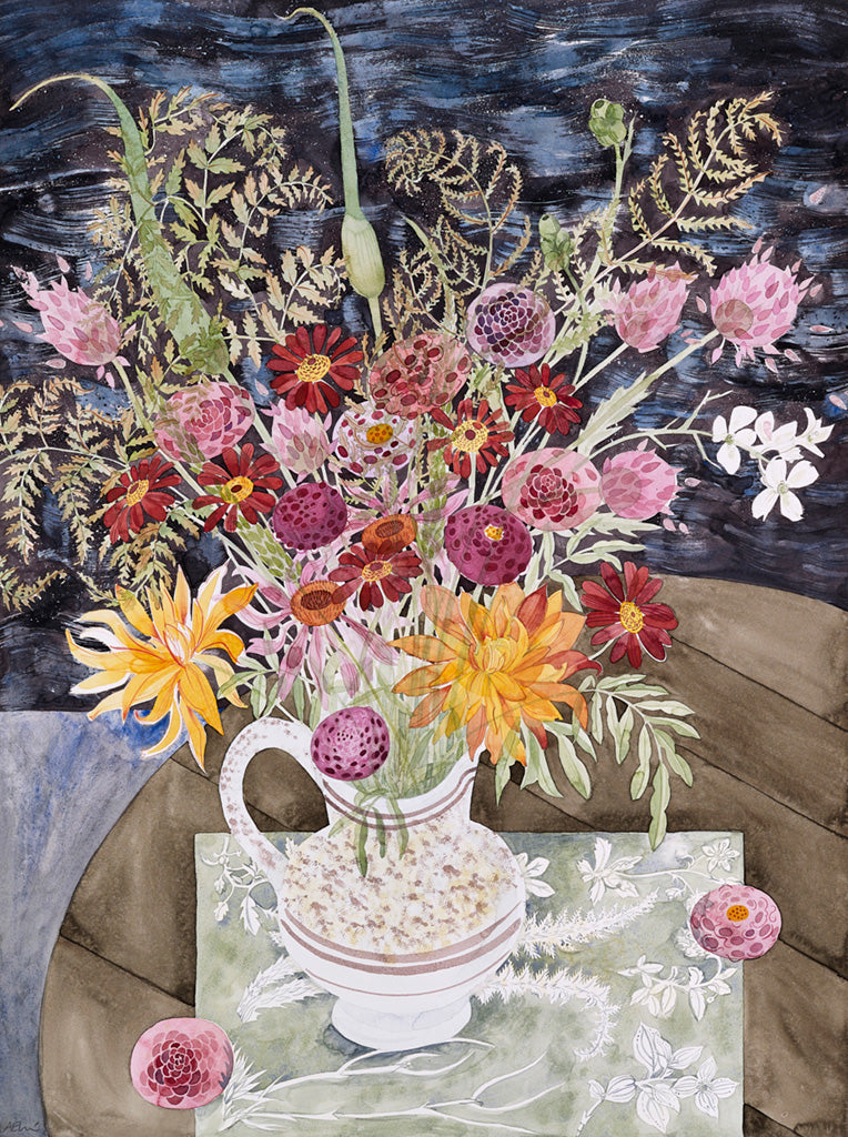 Late Summer Flowers and Ferns - Angie Lewin - printmaker and painter