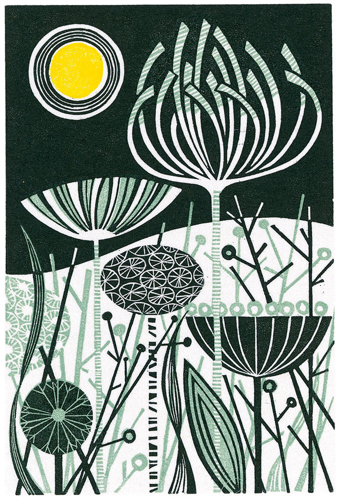 Moonlit, wood engraving by Angie Lewin