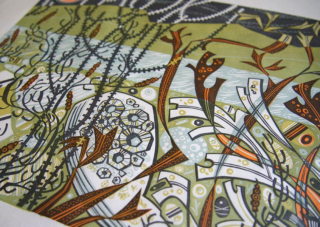 Northern Shore, linocut by Angie Lewin – view 2