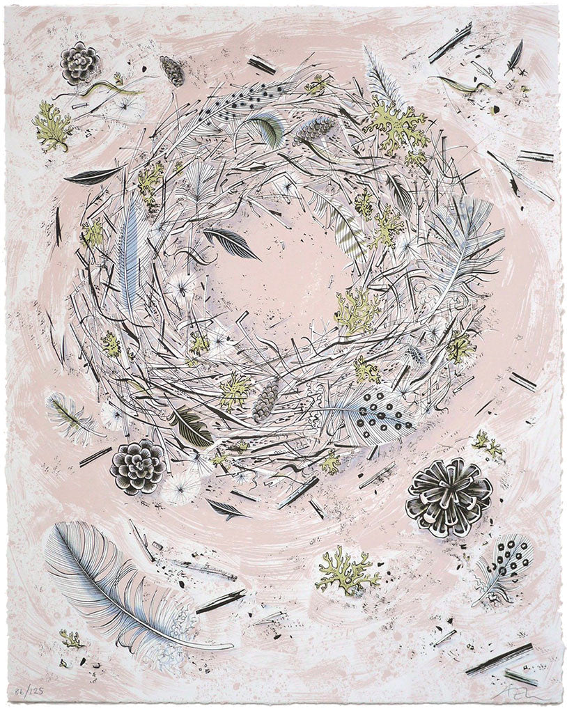 Oscar's Nest, screenprint by Angie Lewin