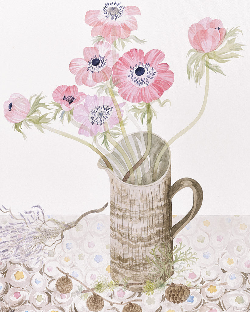 Pink Anemones - Angie Lewin - printmaker and painter