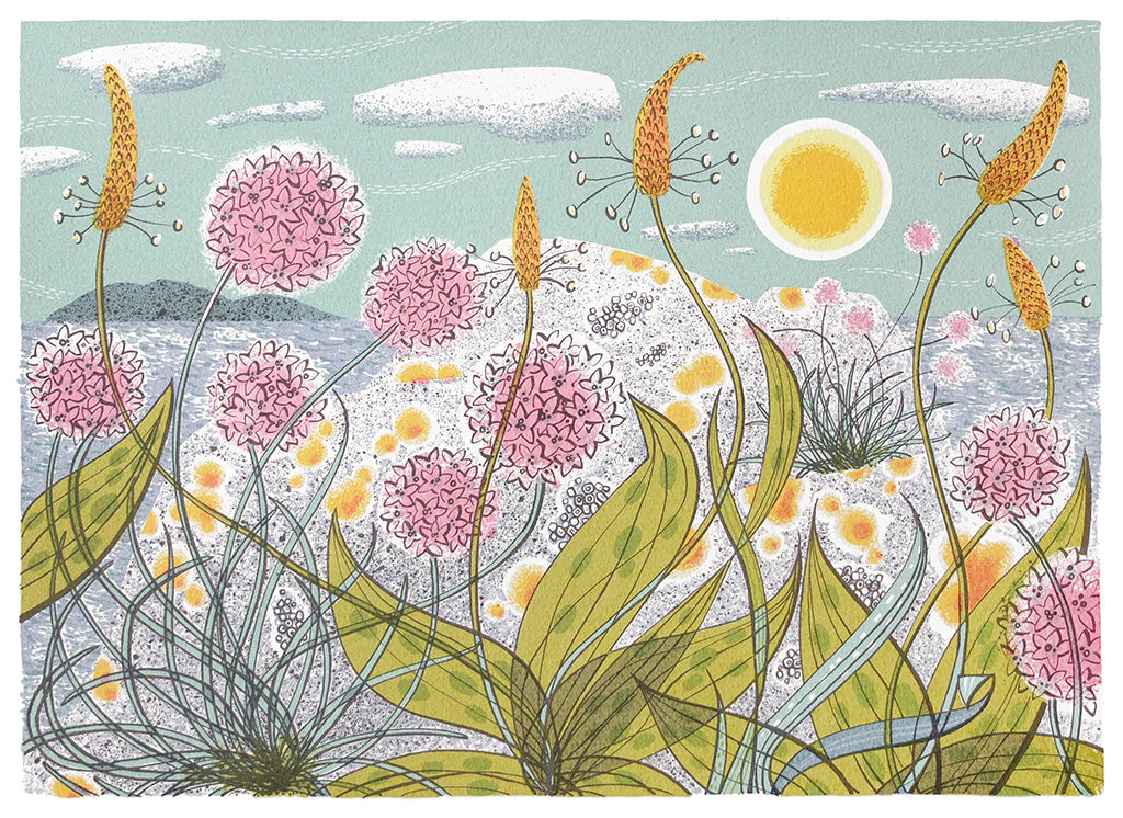 Plantain and Thrift, screenprint by Angie Lewin