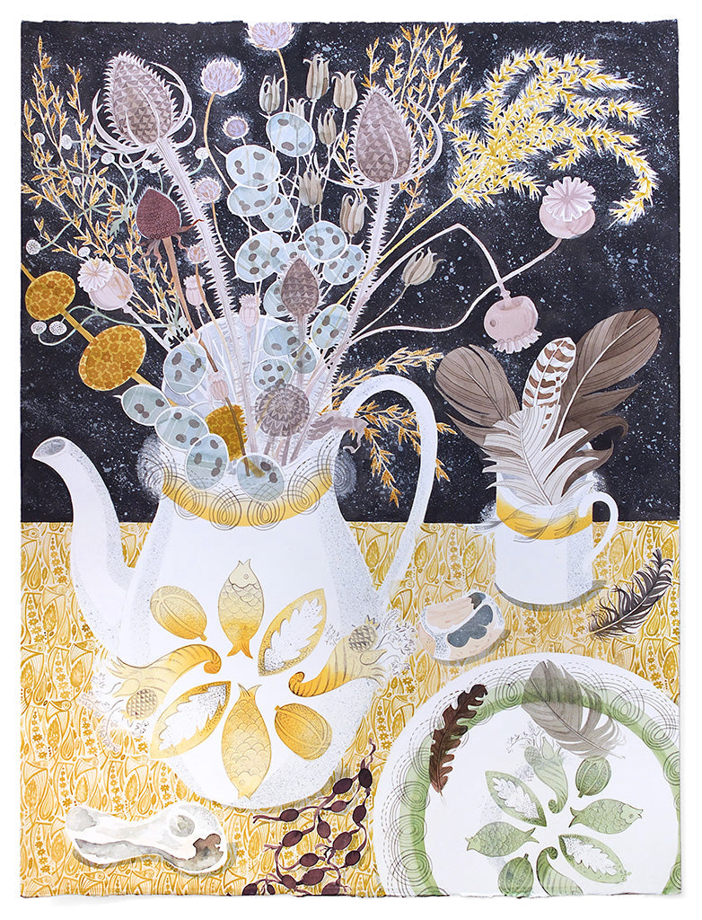 Ravilious, Seedheads and Feathers - Angie Lewin - printmaker and painter