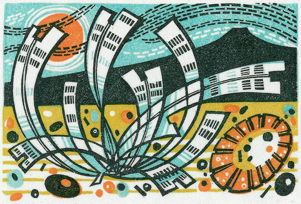 Seaweed with Buried Shell, wood engraving by Angie Lewin