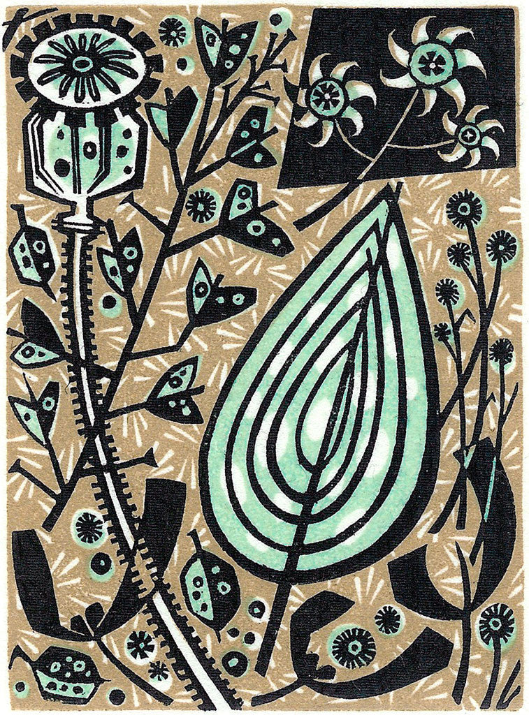 Spotted Leaf, wood engraving by Angie Lewin