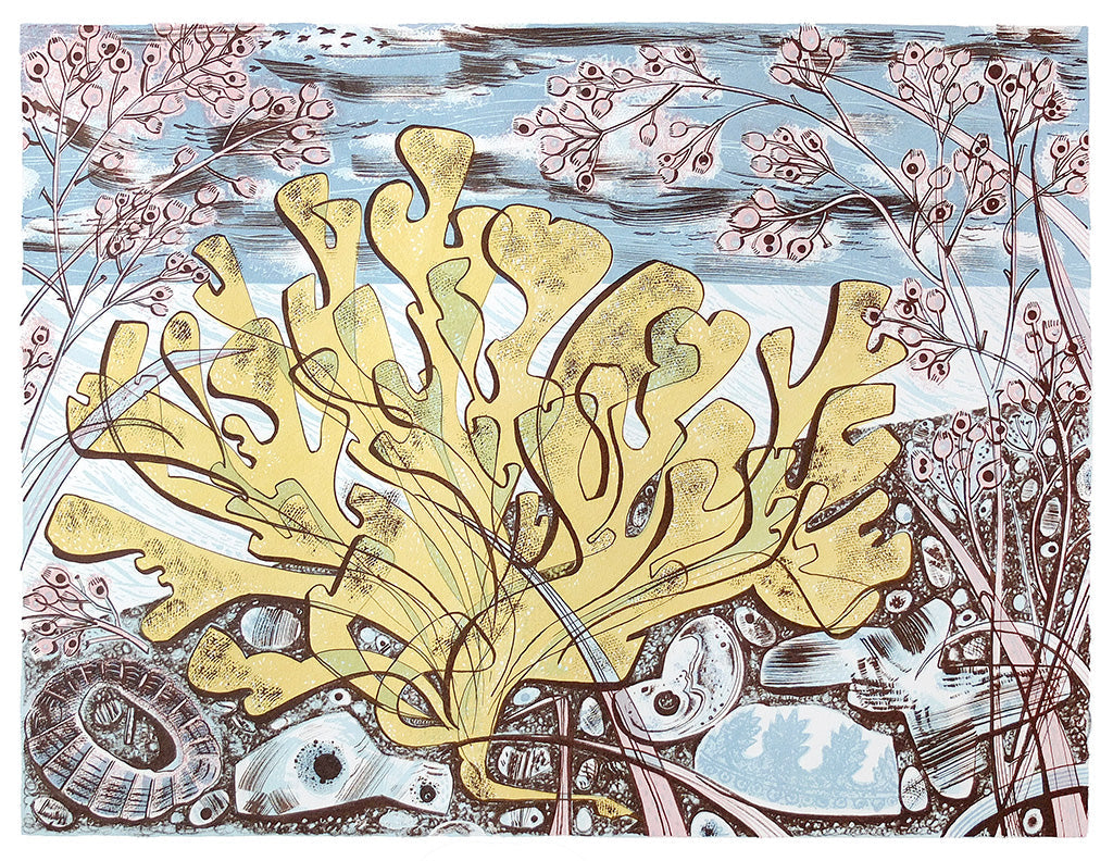 Stormy Beach II, screenprint by Angie Lewin