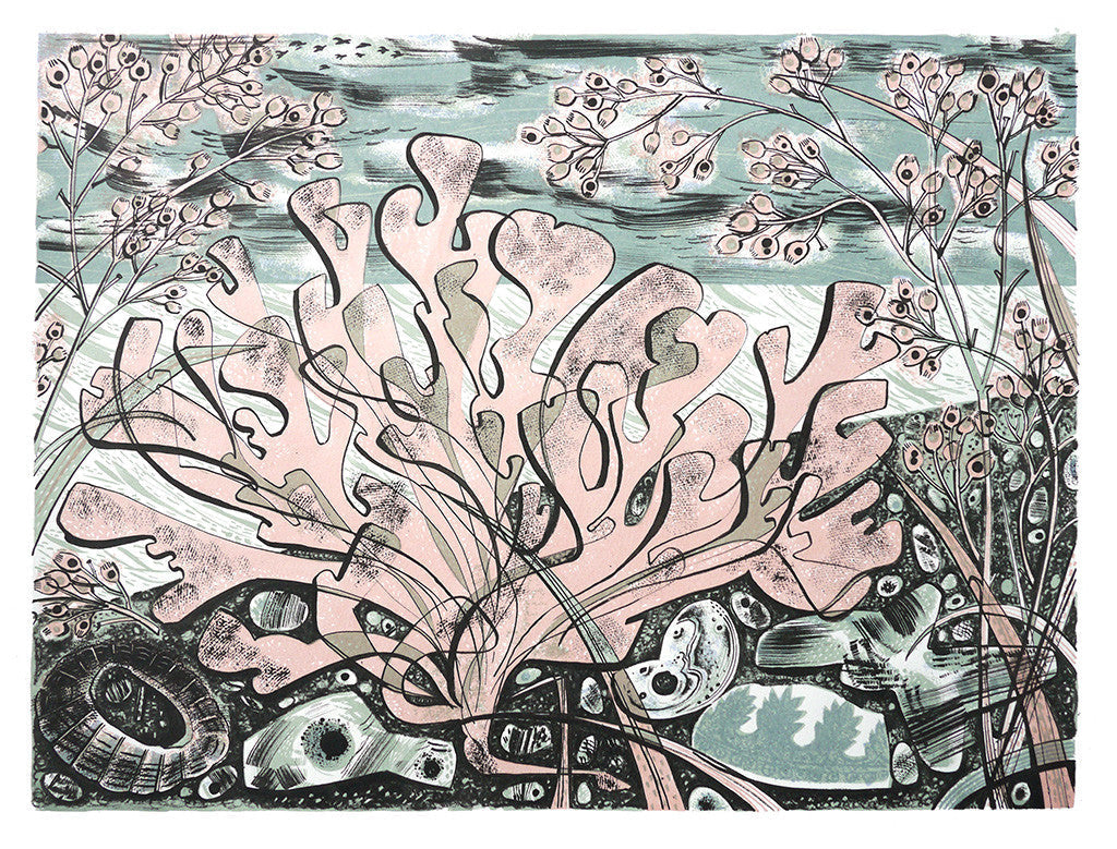Stormy Beach, Norfolk, screenprint by Angie Lewin