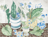Striped Cups with Spring Flowers - Angie Lewin - printmaker and painter