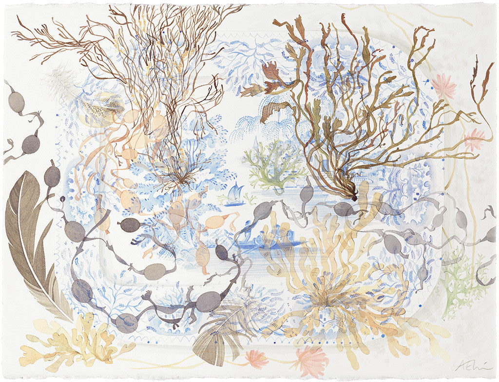 The Blue Platter - Angie Lewin - printmaker and painter