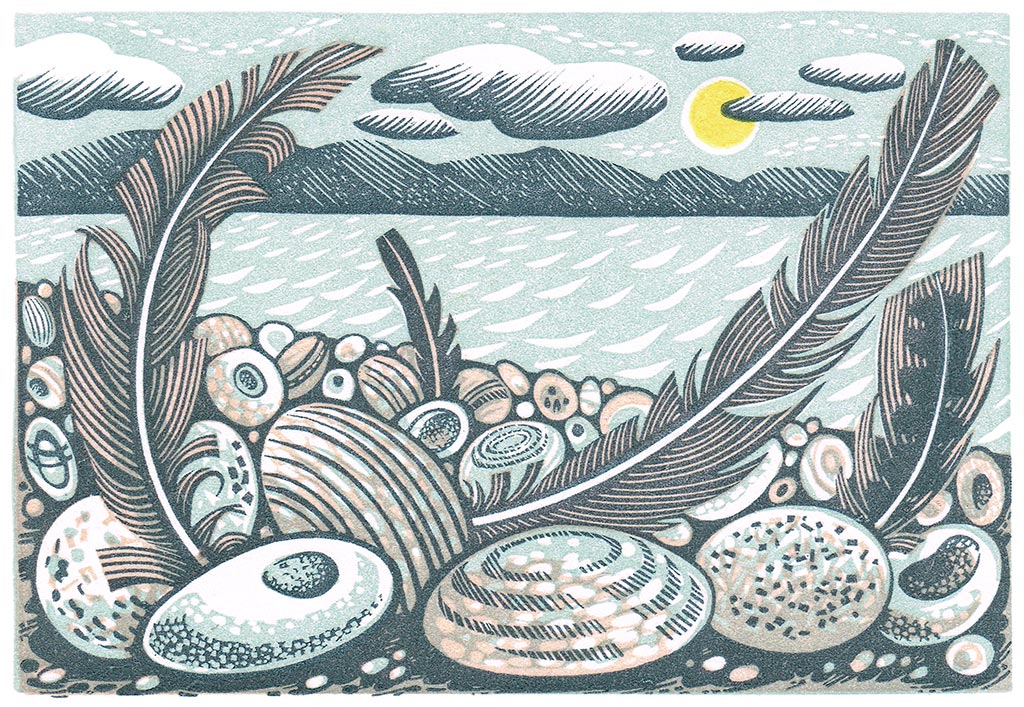 Tideline Feathers - Angie Lewin - printmaker and painter