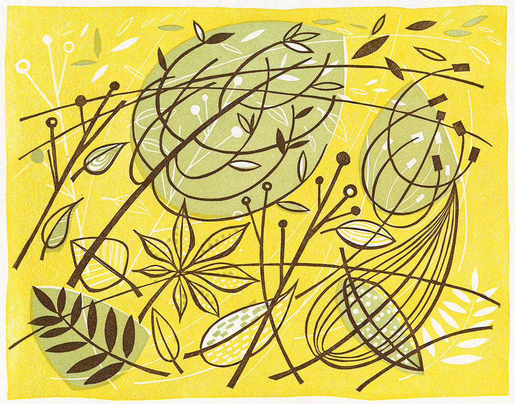 Weybourne To Sheringham, linocut by Angie Lewin