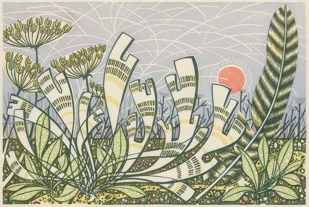 Winter Creek, linocut by Angie Lewin
