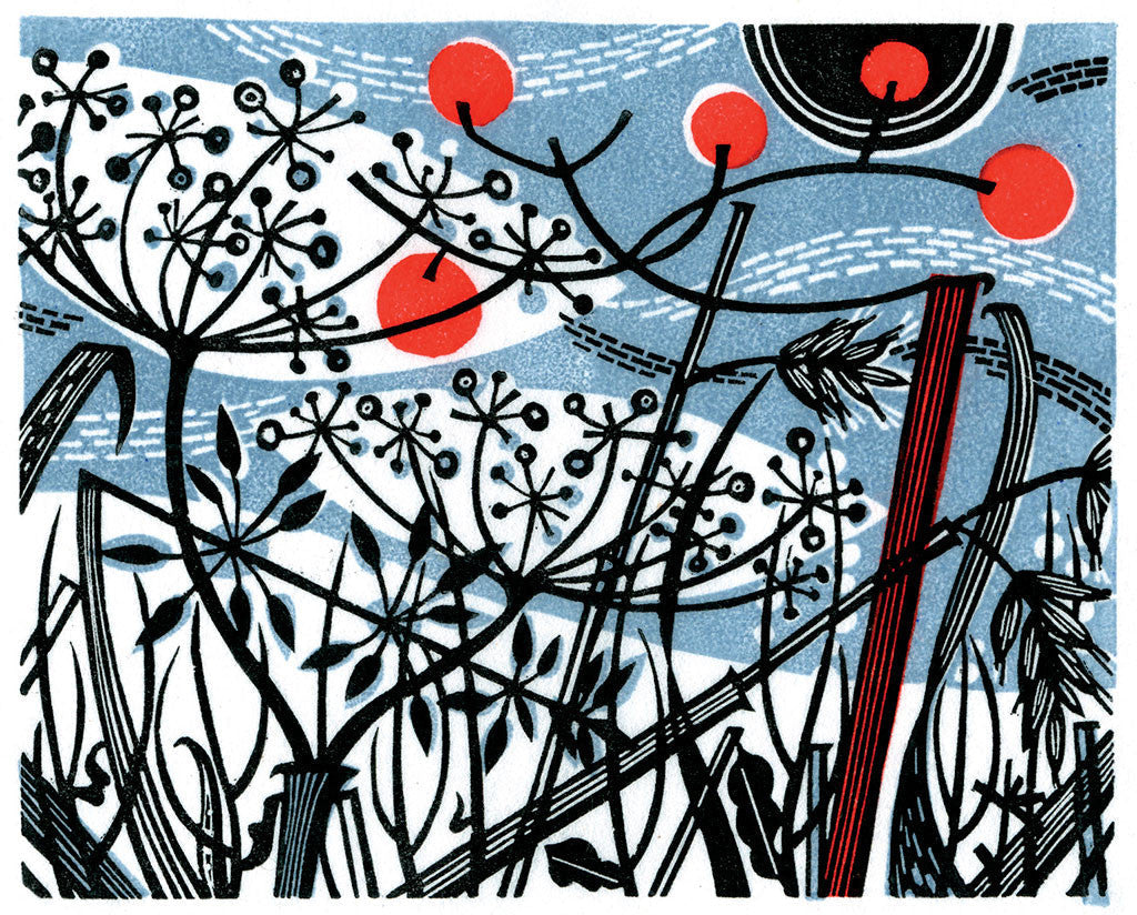 Winter Spey, wood engraving by Angie Lewin