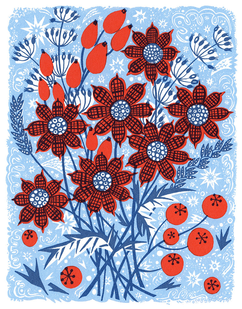 Frost Flowers - Angie Lewin - printmaker and painter