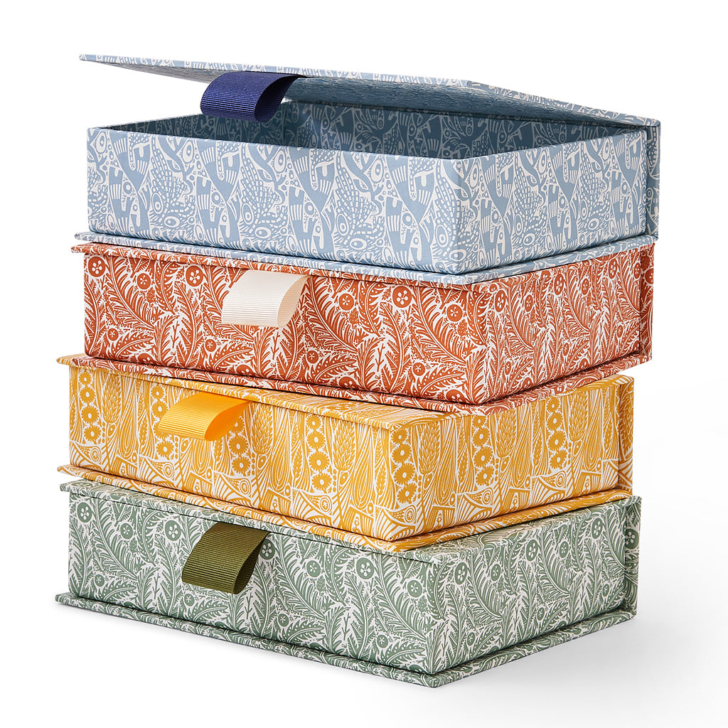 Patterned Paper Boxes - Angie Lewin - printmaker and painter