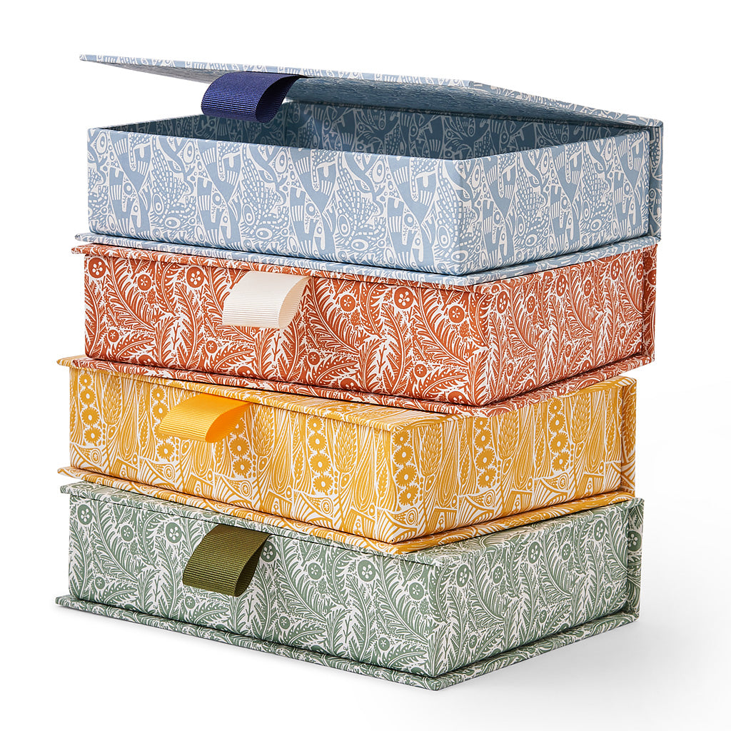 Patterned Paper Boxes - Angie Lewin - printmaker and painter