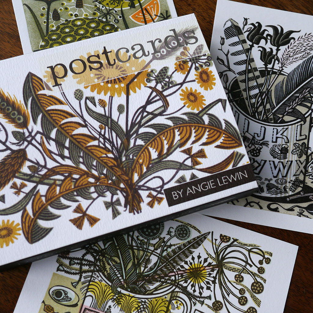 Wood engraving postcards - Angie Lewin - printmaker and painter