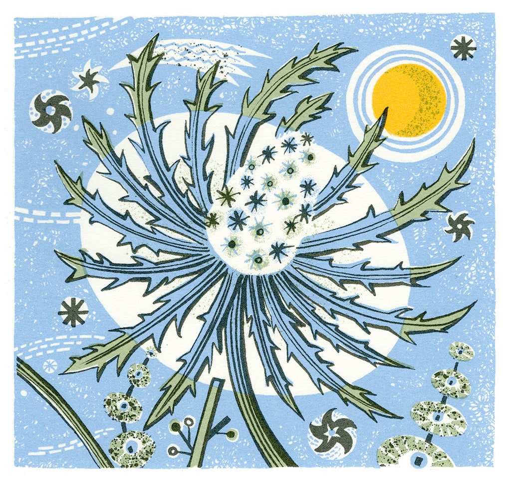 Sea Holly Blue, screenprint by Angie Lewin