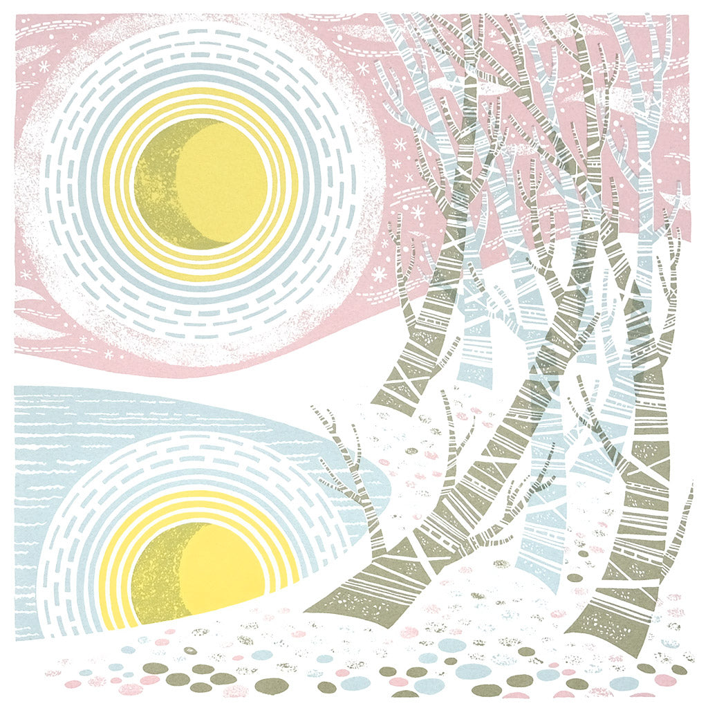 The Moon and the Trees, screenprint by Angie Lewin