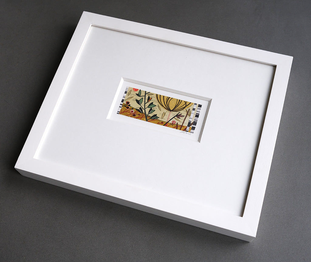 By The Track II - framed - Angie Lewin - printmaker and painter