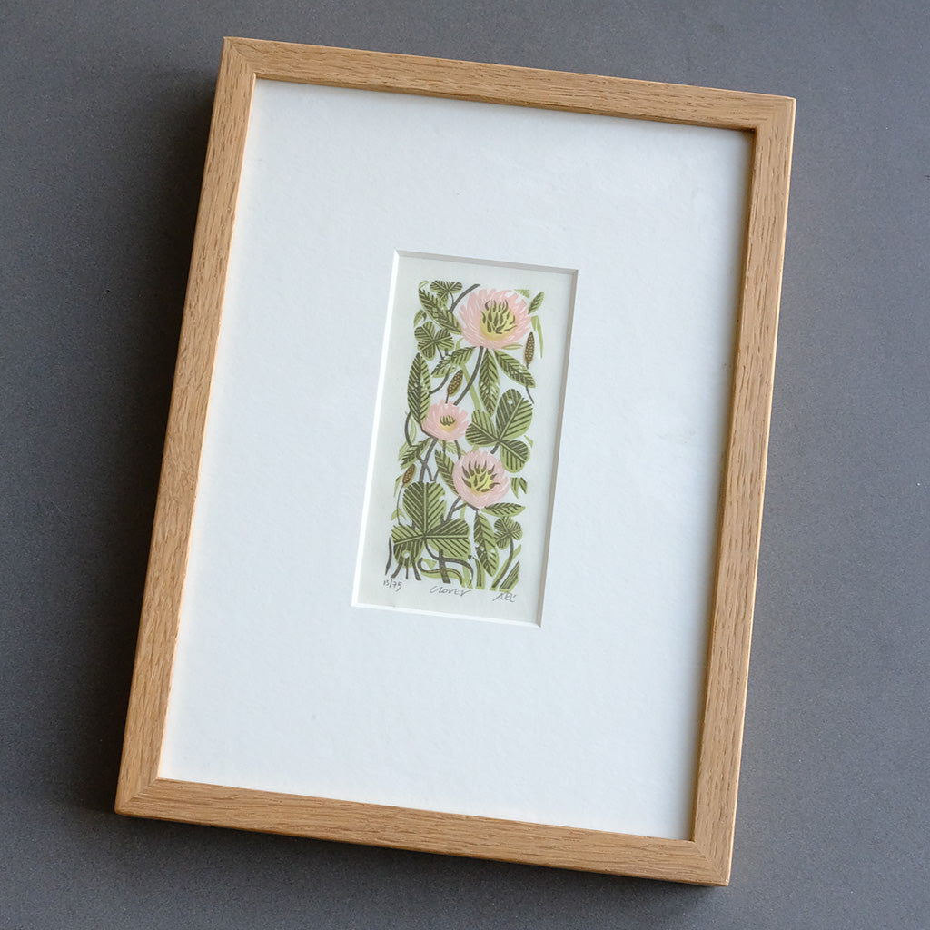 Clover - framed - Angie Lewin - printmaker and painter