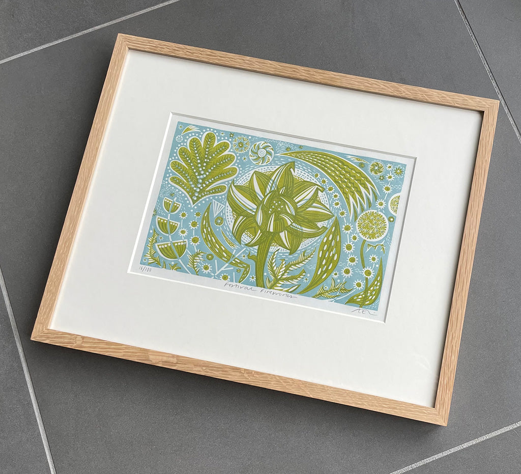 Festival Fireworks - framed - Angie Lewin - printmaker and painter