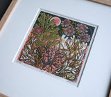 Sea Pinks - framed - Angie Lewin - printmaker and painter