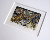 Teabowl & Bracken - framed - Angie Lewin - printmaker and painter