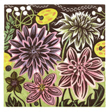 Dahlias and Anemones - framed - Angie Lewin - printmaker and painter