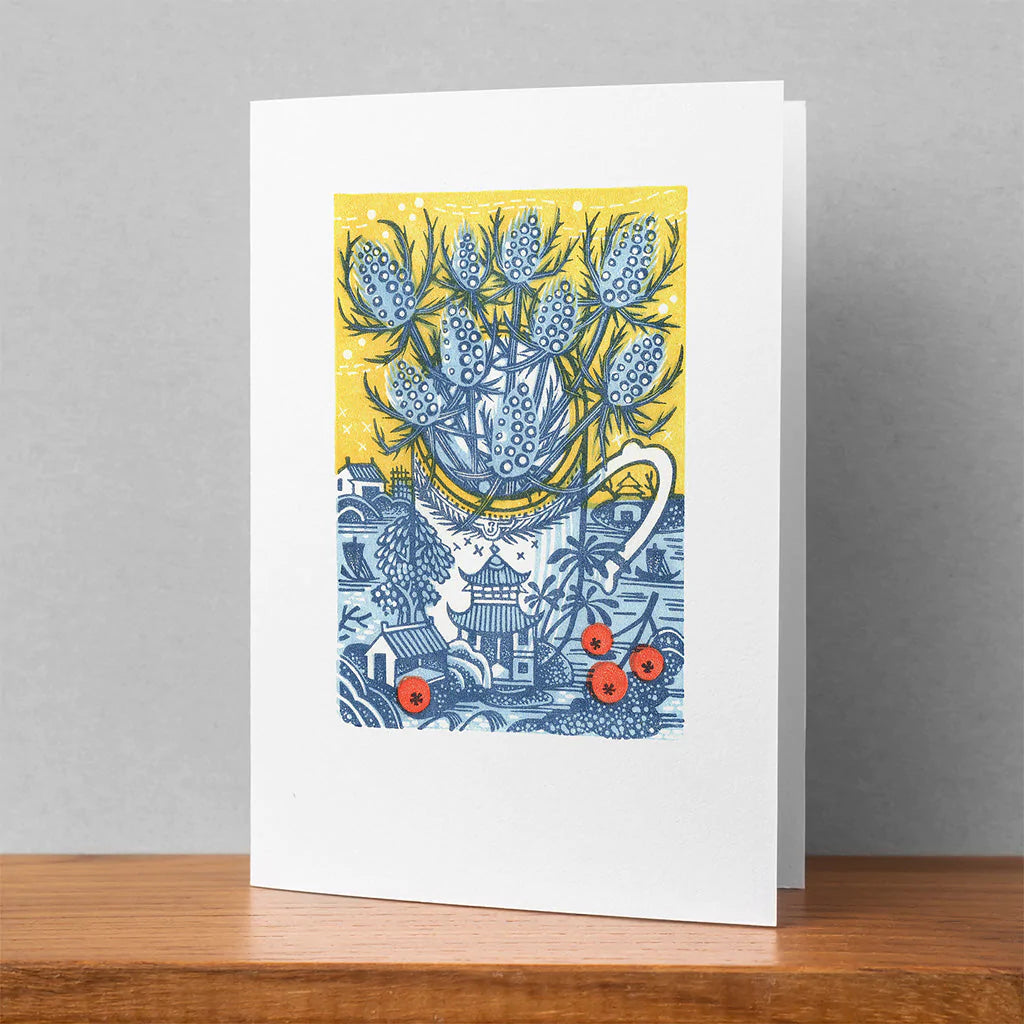 Sea Holly Christmas Card - Angie Lewin - printmaker and painter